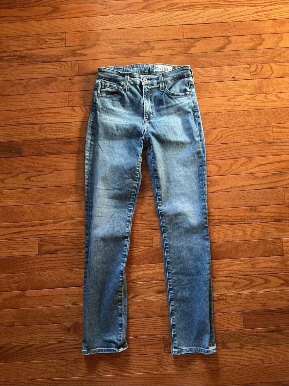 Anthropologie AG Stevie Slim Straight Jeans Size 27R High Rise Light Wash